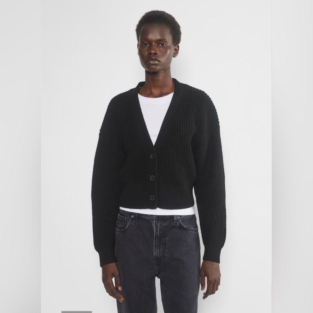 NWT Aritzia Babaton Canberra Merino Wool Cardigan in Black Size Small - Picture 6 of 14